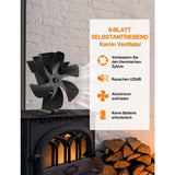 Wood Stove Fan 6 Blades Heat Powered Fireplace Fan Quiet Fan With Overheat Protection For Wood Burning Stove Gas - Front View