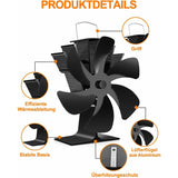 Wood Stove Fan 6 Blades Heat Powered Fireplace Fan Quiet Fan With Overheat Protection For Wood Burning Stove Gas