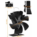 Wood Stove Fan 6 Blades Heat Powered Fireplace Fan Quiet Fan With Overheat Protection For Wood Burning Stove Gas
