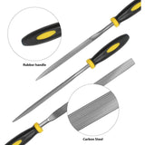 6 pcs File Set, 5.5 Inch Needle Files, 3Mm Diameter Carbon Steel File Kit With Handle, Suitable For Metal, Wood, Glass, - Top-Down View