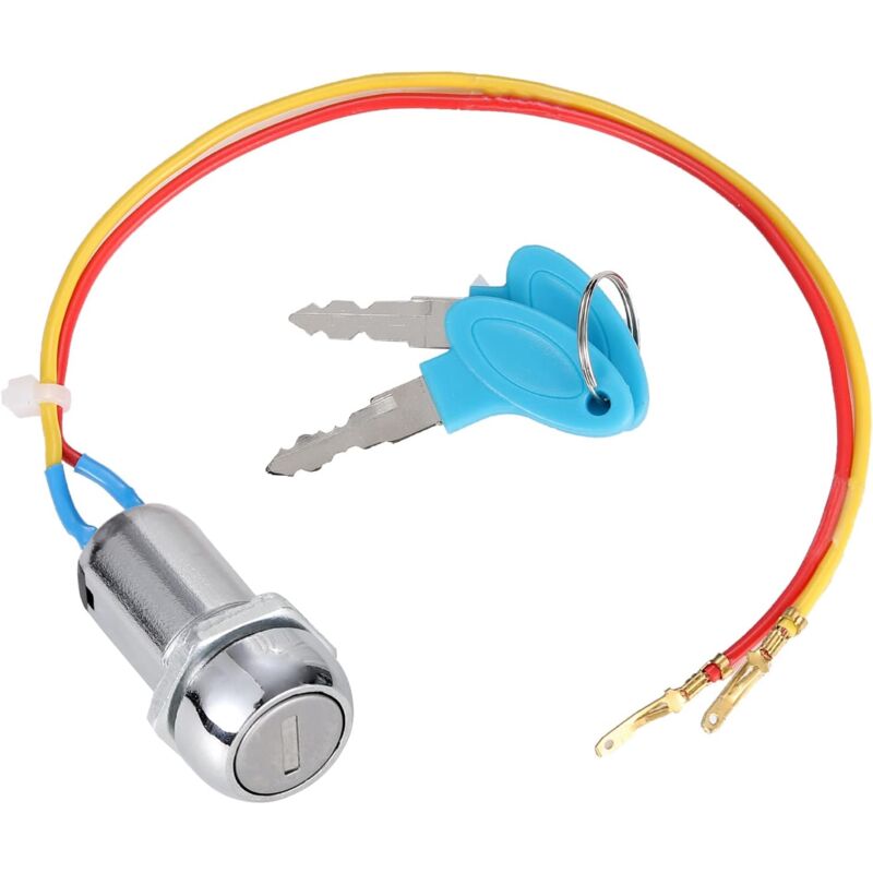2 Wire Ignition Switch, Key Start Switch With 2 On-Off Buttons For Electric Scooter Atv Moped Go Kart