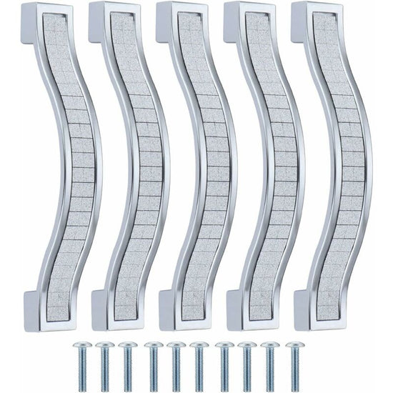 10 pcs Alloy Rhinestone Crystal Drawer Pulls Handles For Dresser Kitchen Cabinet Cupboard, Silver, 96Mm-10 pcs