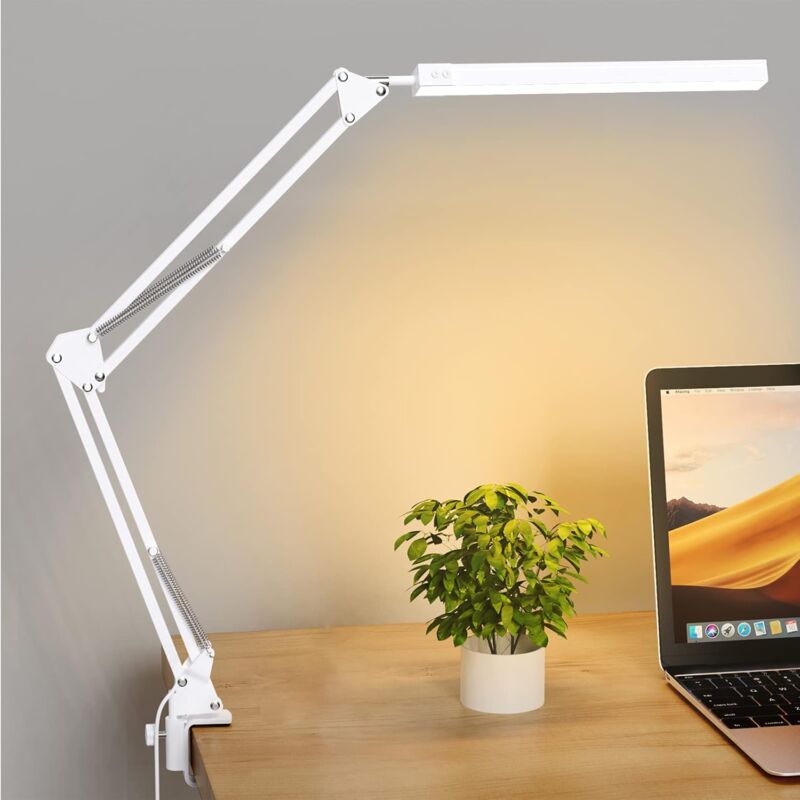 LED Desk Lamp - Powerful LED Desk Lamp With Clip - Eye Protection LED Desk Lamp - 3 Lighting Modes X 10 Brightness