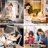 LED Desk Lamp - Powerful LED Desk Lamp With Clip - Eye Protection LED Desk Lamp - 3 Lighting Modes X 10 Brightness - Front View