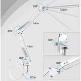 LED Desk Lamp - Powerful LED Desk Lamp With Clip - Eye Protection LED Desk Lamp - 3 Lighting Modes X 10 Brightness