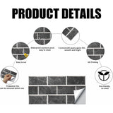 Kitchen Tile Stickers, 12 Pieces Self-Adhesive Tile Sticker Waterproof Pvc Tile Stickers Self-Adhesive Wall Tile - Front View