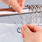 Stainless Steel Shower Rings, 12 Pieces Shower Curtain Hooks Small S Hooks For Bathroom Shower ROd (Silver) - Top-Down View