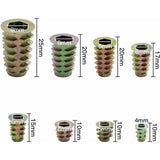230 pcs Zinc Alloy Hex Threaded Insert Nuts Threaded Insert Nuts External Thread M4 M5 M6 M8 For Wood Furniture Nut - Side View