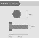 M6 X 50Mm 20 pcs 304 Stainless Steel Hexagon Socket Head Cap Bolts Outside Corner Hexagon Screw,Hex Bolts And Nuts Set - Front View