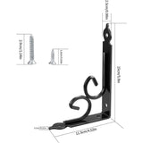 2 pcs Wall Shelf Brackets, 90 Degree Triangle Shelf Brackets, Metal Angle Bracket For Bookshelf, Kitchen - Black - Front View