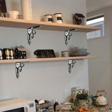 2 pcs Wall Shelf Brackets, 90 Degree Triangle Shelf Brackets, Metal Angle Bracket For Bookshelf, Kitchen - Black - Side View