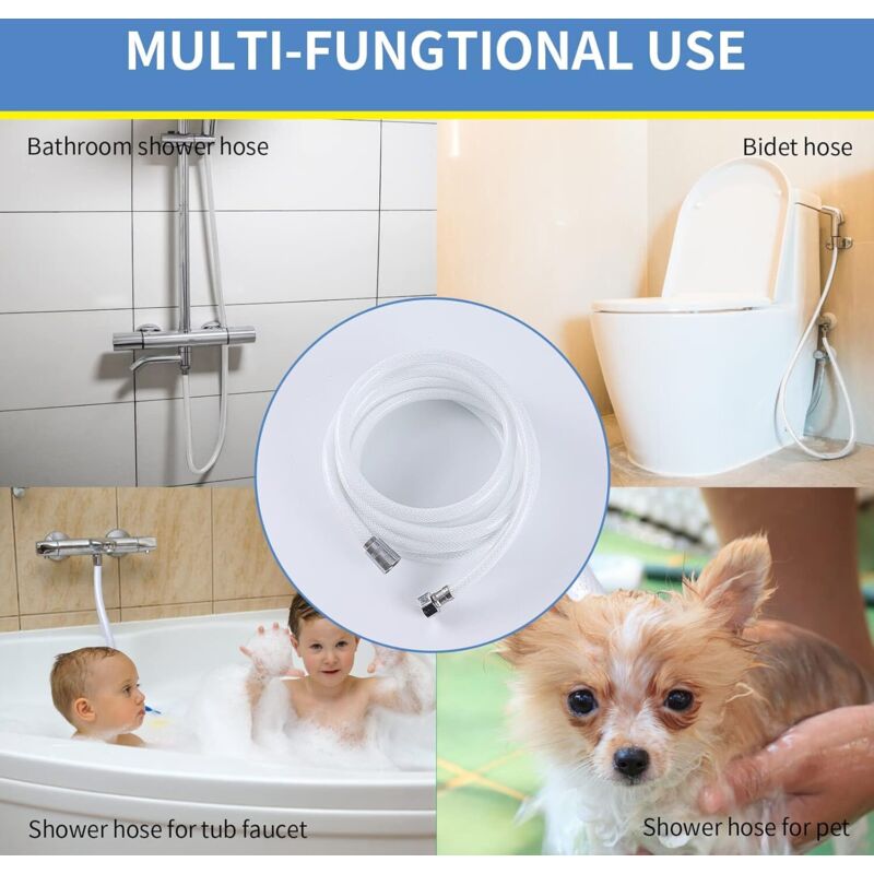 Pvc Shower Hose 2.5M, Universal Replacement, G1/2 Hose, High Pressure Resistance, Flexible And Anti-Breakage.