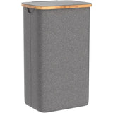 Large Laundry Basket With Lid, 100L Dirty Basket With Bamboo Handles For Clothes, Laundry Basket Xxl Foldable With - Side View