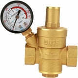 Adjustable Water Pressure Regulator Reducer With Dn15 Brass Measuring Meter - Front View