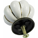 10 pcs Vintage European Style Ceramic Pumpkin Cabinet Knobs Dresser Cupboard Drawer Pull Handles White - Front View