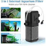 Adjustable Aquarium Filter 600L/H Aquarium Pump, Ultra-Quiet Internal Aquarium Filter Suitable For Aquariums Up To 200L - Side View