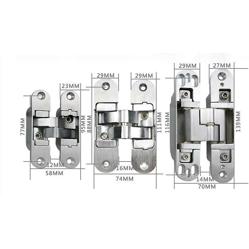 3D Invisible Hinge. Satin Stainless Steel. 2 Pieces, 2395Mm (Left + Right)