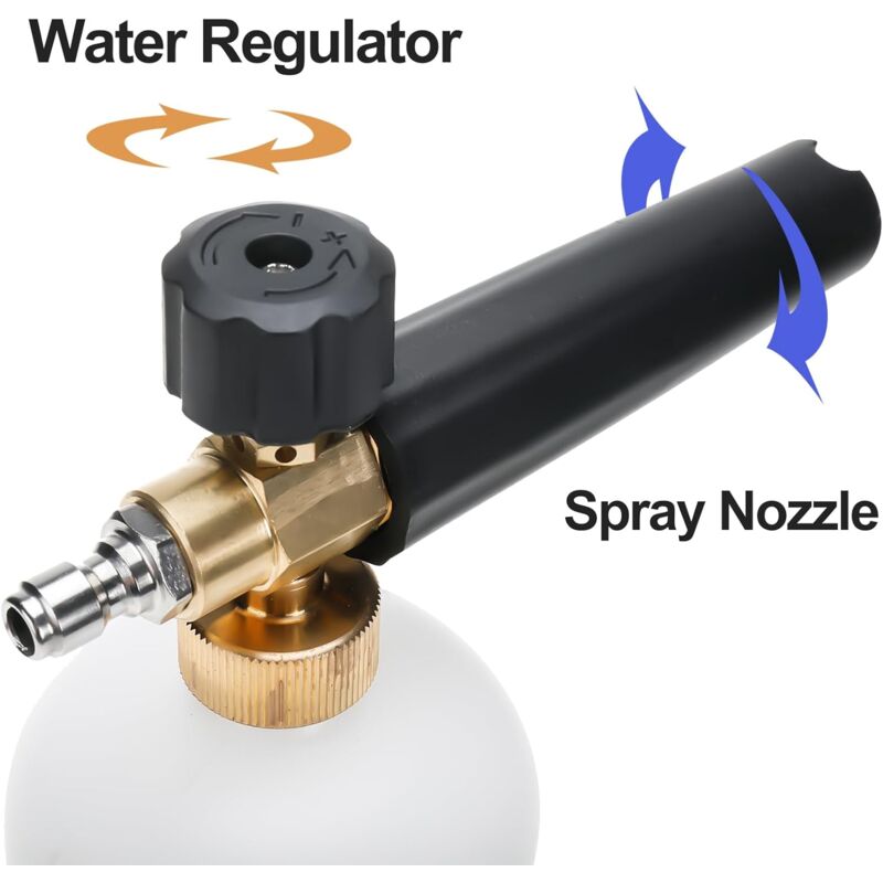 Car Foam Cannon, 1L Foam Lance For High Pressure Washer, Brass Parts, Adjustable Concentration, Adjustable Spray Range