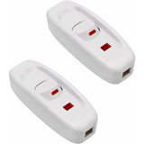 2 pcs Ac 250V 10A Inline On/Off ROcker Switch Desk Lamp Cable Switch With LED Indicator White