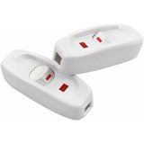2 pcs Ac 250V 10A Inline On/Off ROcker Switch Desk Lamp Cable Switch With LED Indicator White - Front View