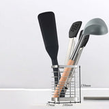 Stainless Steel Kitchen Utensil Holder, Cutlery Holder, Utensil Rack, Countertop Organizer, Restaurant Accessories - Front View