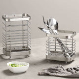 Stainless Steel Kitchen Utensil Holder, Cutlery Holder, Utensil Rack, Countertop Organizer, Restaurant Accessories - Top-Down View