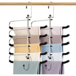 2 Pack Space Saving Hangers - Non-Slip Trouser Hanger With Foam Padded Swing Hanger Multi-Layer Hanger Organizer And
