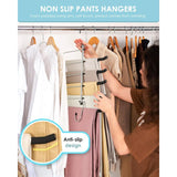 2 Pack Space Saving Hangers - Non-Slip Trouser Hanger With Foam Padded Swing Hanger Multi-Layer Hanger Organizer And - Top-Down View