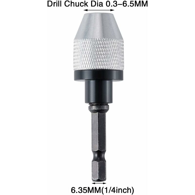 Quick Change Keyless Drill Chuck With 0.3-6.5Mm Hex Shank