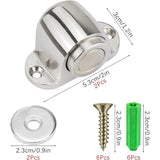 2 Pack Stainless Steel Magnetic Door Stopper Catch Door Stoppers With Screw Mounted, No Force Or Hitting Walls - Top-Down View