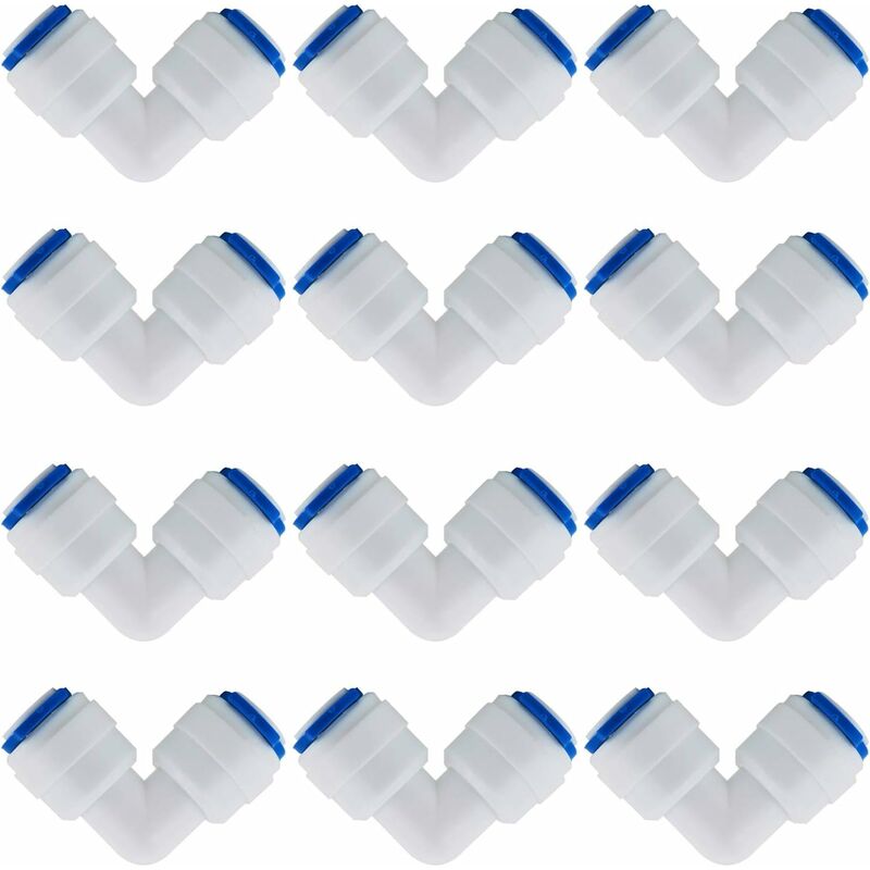 12 pcs RO Water Filter Accessories Nozzle Fitting 1/4 Inch 90 Degree Right Angle Fast Docking For Connecting Water Pipe
