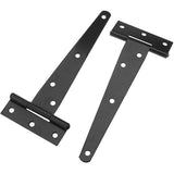 6 Pack T-Shaped Hinges For Garden Shed - 10Cm - Heavy Duty - Forged Steel - Rustproof - Black - Top-Down View