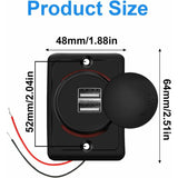 Car Usb Charger, 3.1A 12V/24V Usb Control Panel, Dual Port Charger Power Socket, 2 Port Adapter, For Car, Marine, Rv, - Top-Down View