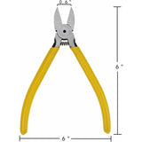 6'' Diagonal Cutting Pliers, Professional Wire Cutter With High Strength Chrome Vanadium Alloy Steel Cutting Edge - Front View