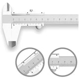 Stainless Steel Analog Vernier Caliper 150Mm / 0.02Mm High Precision Micrometer Tool With Depth, Inside And Outside - Front View