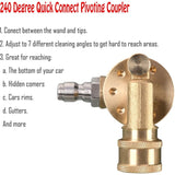 DAily Swivel Coupler Tool For Pressure Washer Tips Gutter Cleaner Attachment 1/4 Inch Quick Disconnect 240 Degree 4500 - Top-Down View
