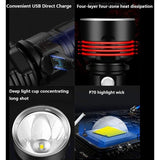 30000-100000 Lumen High Power LED Flashlight Waterproof Ultra Bright, 3 Modes High Brightness Usb Rechargeable - Side View