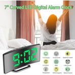 Digital Alarm Clock For Bedroom, 7'' LED Mirror Screen, 2 Brightness, Temperature, DAte, Usb Powered, Memory Function