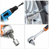 Socket Adapter 1/2 3/8 1/4 Hexagon Drill Bits Adapter Set Nut Wrench Reducer Socket Adaptor Converter Ratchet Wrench - Top-Down View