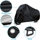 Motorcycle Cover, 190T Waterproof Motorcycle Covers With Lock Holes, Uv Protection Dust Covers For Indoor And Outdoor - Front View