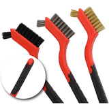 3 pcs Wire Brushes Stainless Steel Brass Carbon Nylon Scrub Brushes For Cleaning Welding Slag Stripping Rust Dust - Side View