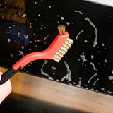 3 pcs Wire Brushes Stainless Steel Brass Carbon Nylon Scrub Brushes For Cleaning Welding Slag Stripping Rust Dust - Top-Down View