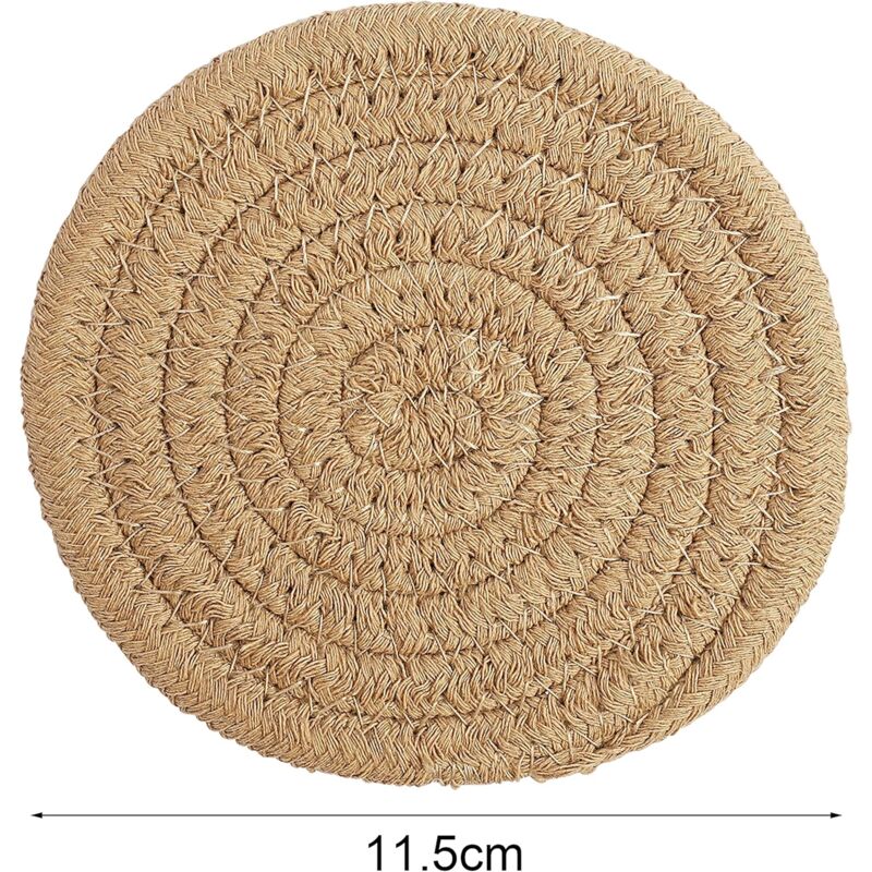 pcs Coffee Color Coasters, 11.5Cm ROund Woven Coasters Water Absorption Woven Drink Coasters Heat Resistant Coasters