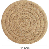 pcs Coffee Color Coasters, 11.5Cm ROund Woven Coasters Water Absorption Woven Drink Coasters Heat Resistant Coasters - Side View