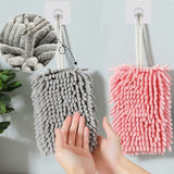 Hanging Hand Towel, Soft And Plush Microfiber Towel, Super Absorbent Quick Drying Towels With Hanging Loop For Kitchen - Side View