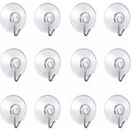 12 Pack Suction Cup Wall Hooks, Small Plastic Suction Cups With ROund Hook For Bathroom And Kitchen (4Cm)