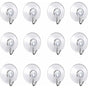 12 Pack Suction Cup Wall Hooks, Small Plastic Suction Cups With ROund Hook For Bathroom And Kitchen (4Cm)