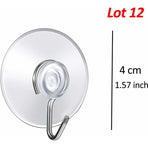 12 Pack Suction Cup Wall Hooks, Small Plastic Suction Cups With ROund Hook For Bathroom And Kitchen (4Cm)