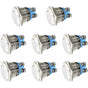 Momentary Metal Push Button Switch 12V 8 pcs 16Mm For Marine Waterproof Car Rv Truck Boat