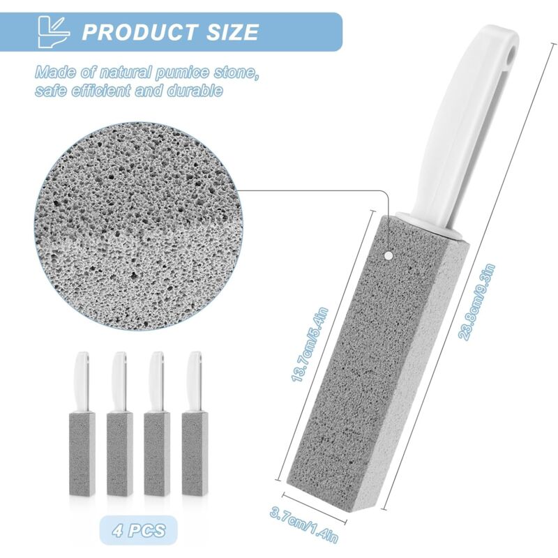 4 Pieces Cleaning Stone With Handle Cleaner, Pumice Stone Cleaning Brush, For Toilet, Kitchen, Bathroom, Pool And Home